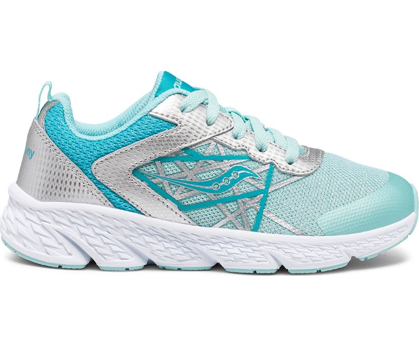 Tenis Saucony Viento Encaje Niños Turquesa Plateados | México 773LISH